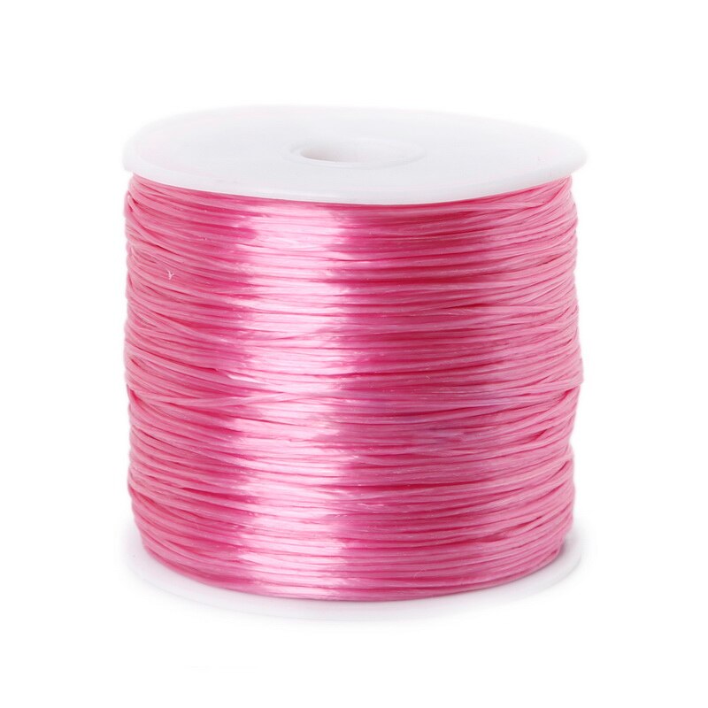 50m/ rullar 0.7mm 14 färger för val elastisk pärlor stretchtråd/snöre/snöre/tråd för kläder skor armband smycketillverkning: Rosa