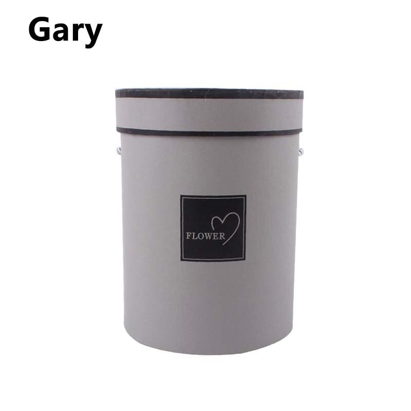 Flower Packaging Box Round Floral Boxes Paper Bag Storage Box Florist Bouquet Holder Flower Wrapping Case With Lid: Gray