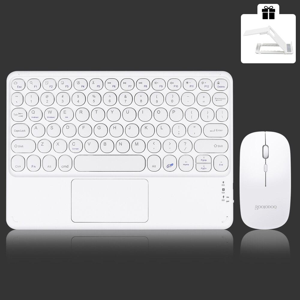 Set de teclado y ratón inalámbrico con Bluetooth, accesorio ideal para el iPad, compatible con Xiaomi, Samsung, Huawei, Android, iOS y Windows: White A