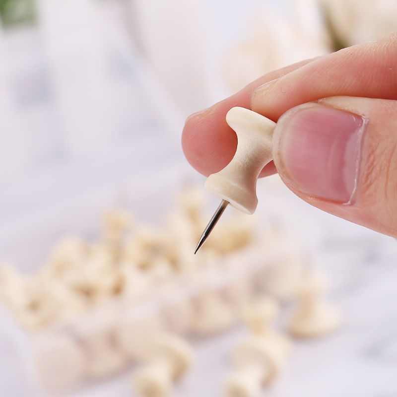 1 Doos Houten Punaise Board Pins Pushpins Tekening Foto Muur Studs Nail Kantoor Schoolbenodigdheden