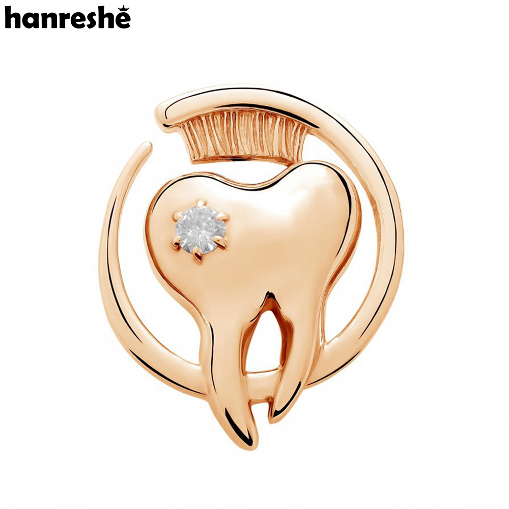 Hanreshe Tand Tandarts Kristallen Broche Pins Mondverzorging Tandenborstel Revers Badge Medische Sieraden Cadeau voor Tandarts Verpleegkundige