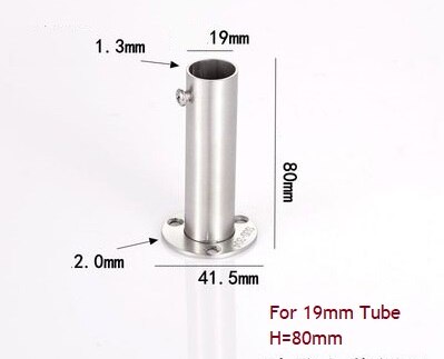 2 st/lot 201 304 rostfritt stål 60mm 80mm hög hög flänshållare fäste garderobsstång vägggolv 19mm 22mm 25mm 32mm rör: 201 rostfritt stål / 19mm h80mm