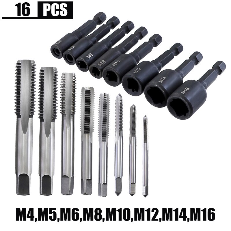 1/4 Hex Shank Thread Tap Socket Adapter M4-M16 HSS... – Grandado