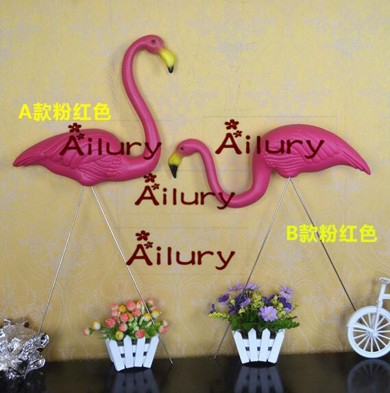 2pcs.H70cm/53cm,plastic pink Flamingo Garden Lawn Decoration theme party dessert table arranged.Balcony Decoration