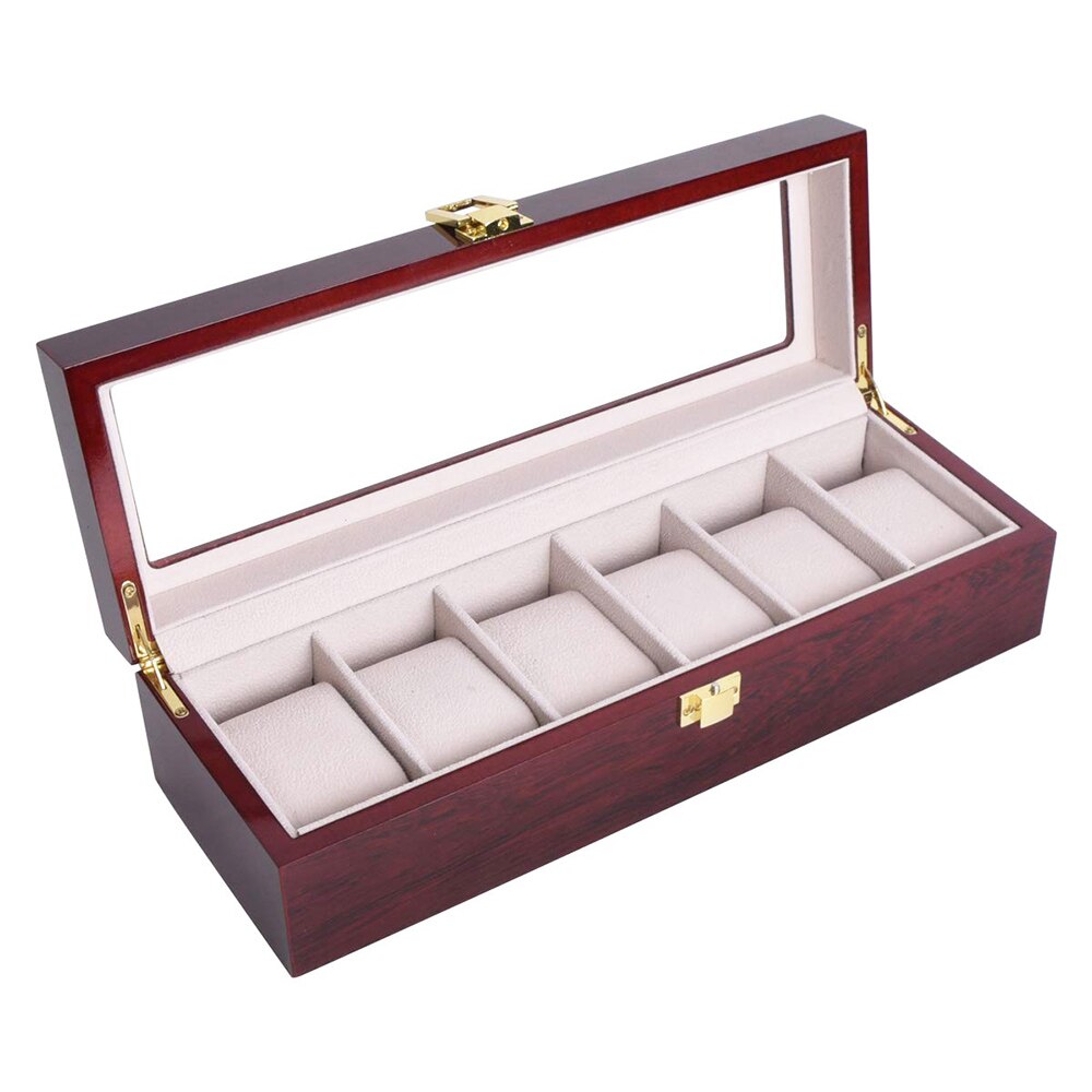 Watch Box Watch Organizer 12 Grids Wooden Watch Storage Case Display Storage Box Jewelry Collection Organiser Holder D30: 6 Grids