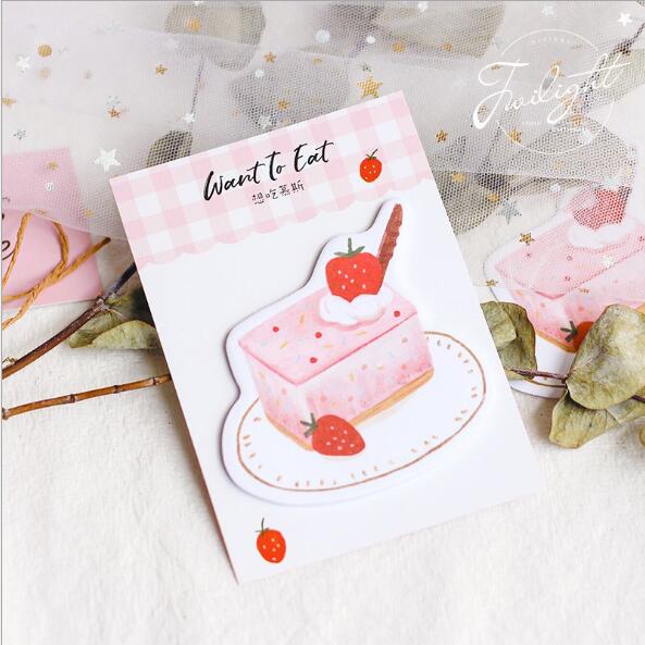 Kawaii Koreaanse Aardbei Cake N keer Sticky Memo Note Bericht Tab Notepad Scrapbook Sticker Memo Pads Briefpapier