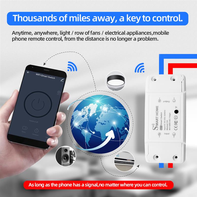 Tuya WiFi Smart Switch 2.4Ghz Wireless Remote Control Breaker 10A 2200W Timer Relay Switch Module