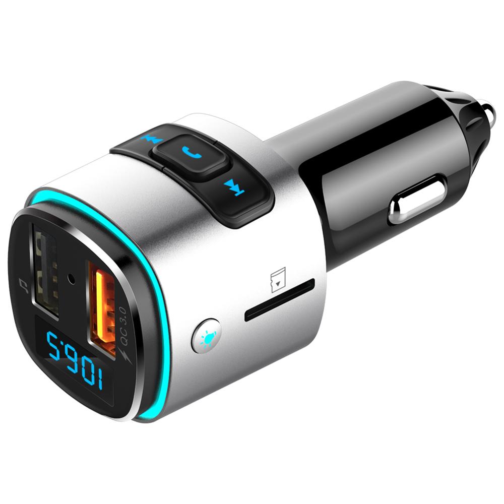 OULLX QC3.0 3.1A USB Car Charger Bluetooth Car kit Handsfree Fm-zender Muziek Spelen Auto MP3 Speler Met Kleurrijke LED licht