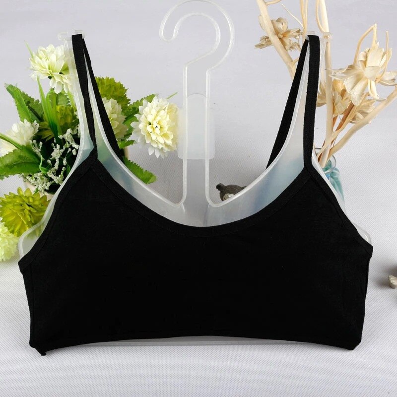 2 stuks/partij meisjes trainingsbeha katoenen ondergoed voor meisjes draadloze sportbeha tops voor tieners adolescente 10-14 jaar lingerie: Zwart