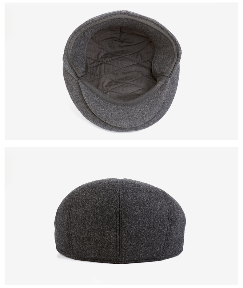 Winter Newsboy Hat With Earflaps Beret Dad Hat Winter Warm Hats for Old Men Flat Cap Middle-aged and Elderly Hat
