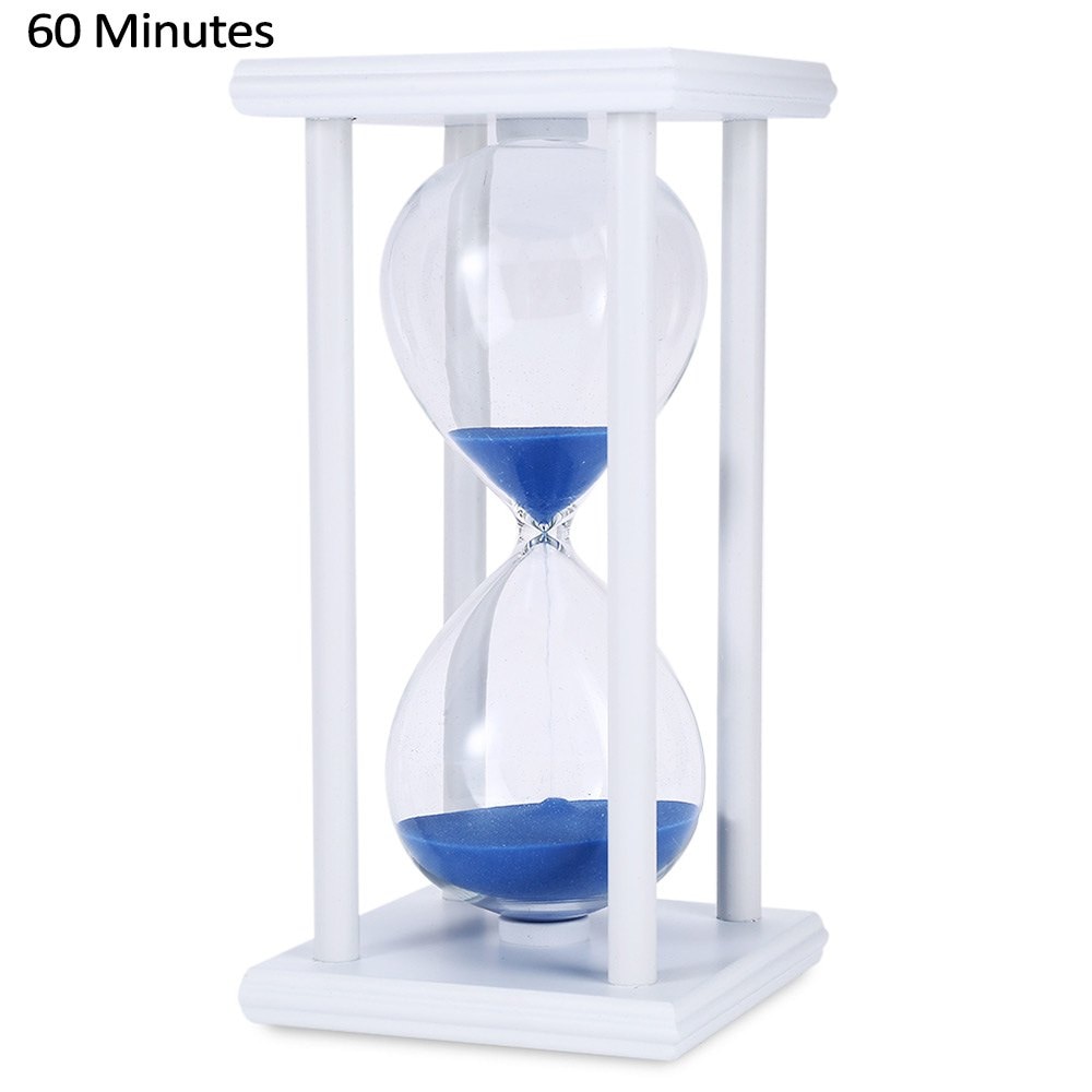 30/60 Minutes Hourglass Sand Timer Kitchen School Modern Wooden Hour Glass Sandglass Sand Clock Tea Timers Home Decoration: WHITE BLUE / 60mins