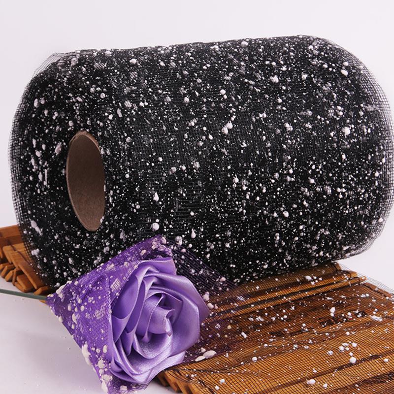 Malla de gasa de puntos de nieve utilizada para decoración de bodas, embalaje de flores, embalaje de ramo de dibujos animados, materiales hechos a mano DIY 15cm * 15m: Azul oscuro