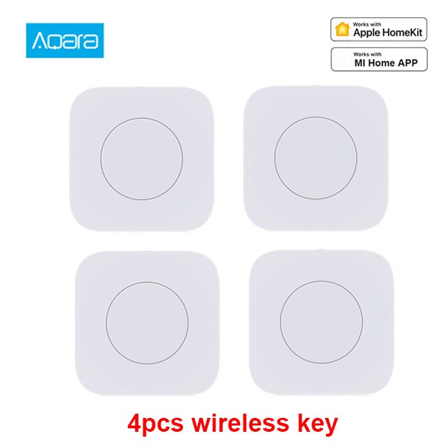 Xiaomi-Sensor Aqara Zigbee, miniinterruptor inalámbrico inteligente, conexión remota, botón de Control de una tecla, seguridad del hogar, Mihome Homekit: 4pcs Aqara switch