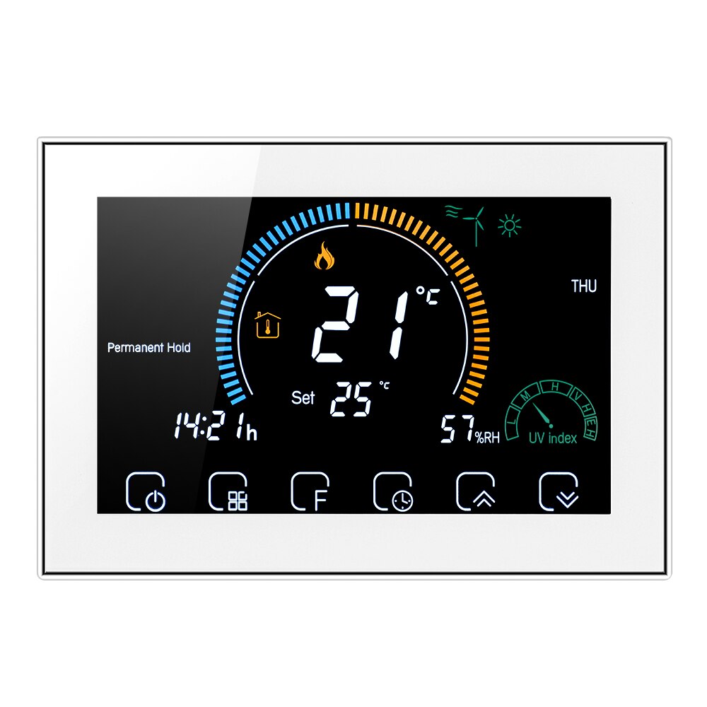 Switchable Wi-Fi Smart Programmable Thermostat Voice APP Control Backlight LCD Water/ Gas Boiler Heating Thermoregulator: White / BHT8000GC(NO WIFI)