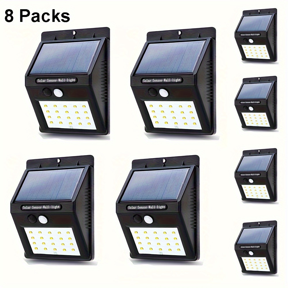 8 szt. Lamp Solarnych Zewnętrznych Bezprzewodowa Lampa Solarna z Czujnikiem Ruchu Wodoodporna na Zewnątrz do Drzwi Wejściowych, Podwórka, Garażu
