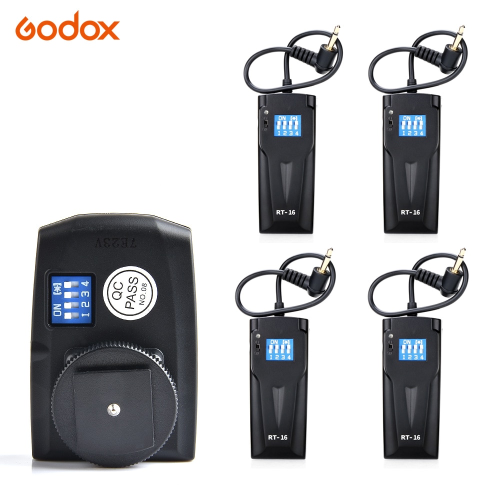 GODOX RT-16 Wireless Photo Studio Flash Trigger with 4 Receivers For Canon Nikon DSLR godox SK400II SL-200w DE300 Video Flash