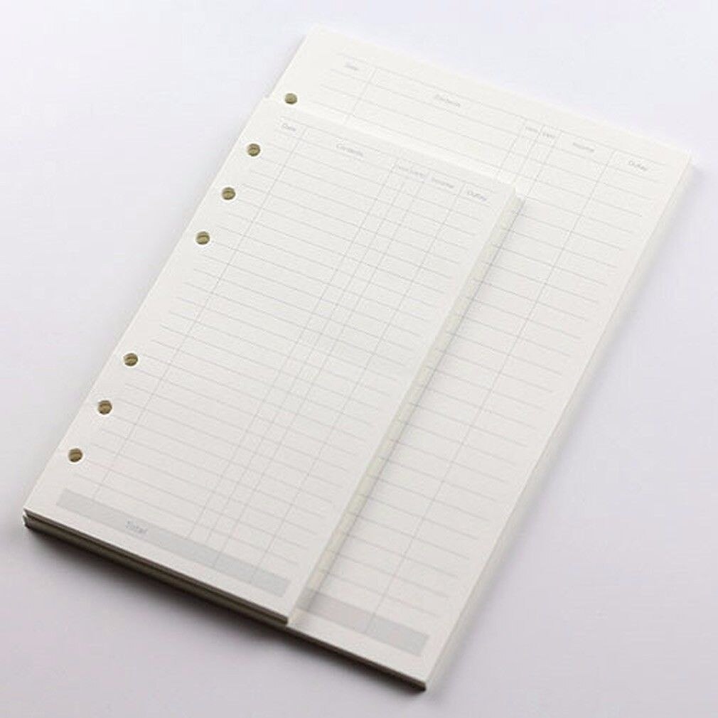 A5/A6/A7 Accountant Planner Diary Insert Loose Leaf Refill Schedule Organiser 45 Sheets Note core inner school office supply