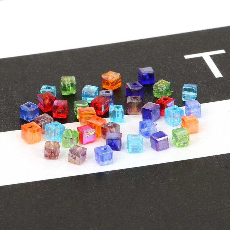 Approx 200pcs 2mm Square Shape Austrian Crystal Beads Cubic Loose Spacer Beads for Bracelet Making DIY Jewelry Accessories