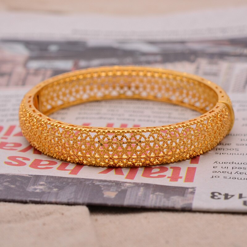 24k 1 stk dubai brud gullfarge armbånd for kvinner etiopisk armbånd armbånd afrikanske smykker midtøsten arabiske ornamenter