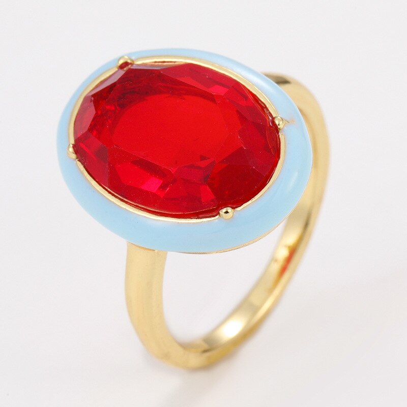 Onregelmatige Geometrische Vierkante Ronde Kleurrijke Crystal Rhinestone Zirkoon Druipend Olie Vinger Ring Voor Vrouwen Bruiloft Sieraden