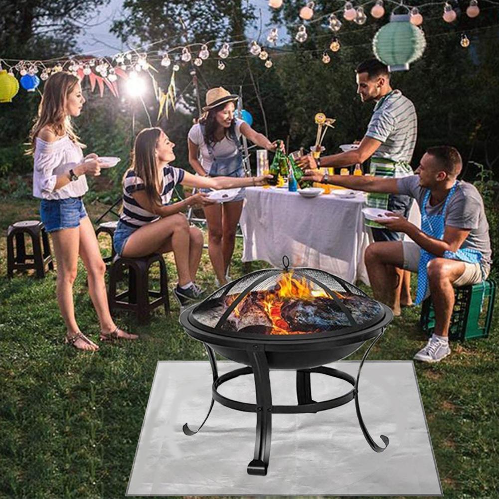 Fireproof Cloth Fire Pit Mat Grill Mat Pad Deck Protector For Camping Patio Deck Lawn Protection
