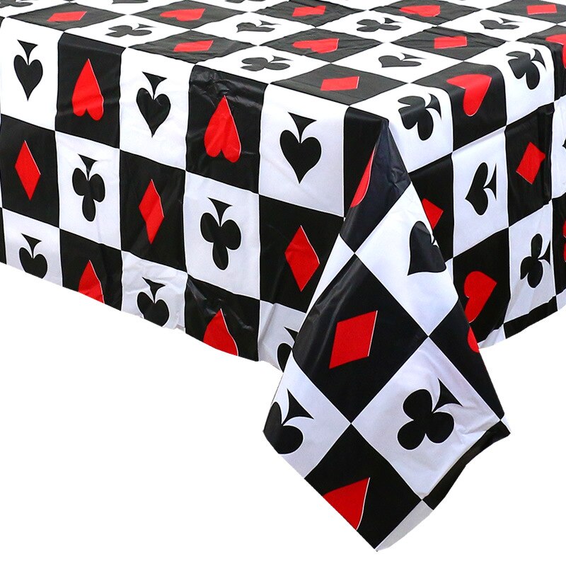 Décor de fête à thème de Casino pour adultes, ballon de fête d&#39;anniversaire, nappe de Poker, bannière d&#39;anniversaire, fournitures de fête de Las Vegas