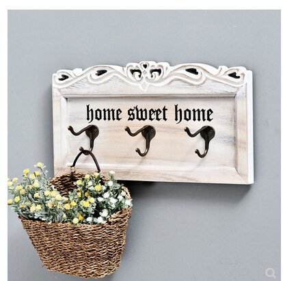 Hanging key holder door wall hanging wood products household practical hanger coat hook entrance