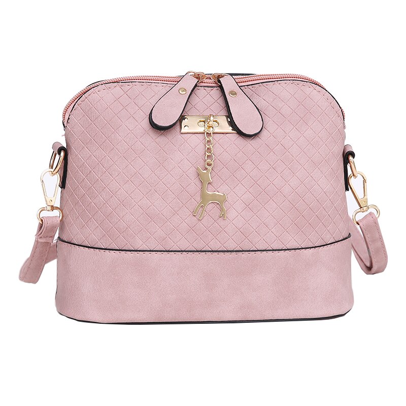 Jahrgang Plaid Crossbody-tasche Frauen PU Leder Schulter Tasche Kleine Hülse Tasche Hirsch Anhänger Umhängetasche Einkaufs Dame Geldbörse bolso: Rosa