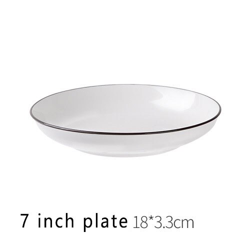 1pc vit mat tallrik uppsättning keramiska köks tallrik porslin set mat rätter ris sallad nudlar skål soppa kök kock verktyg: 7 tums platta