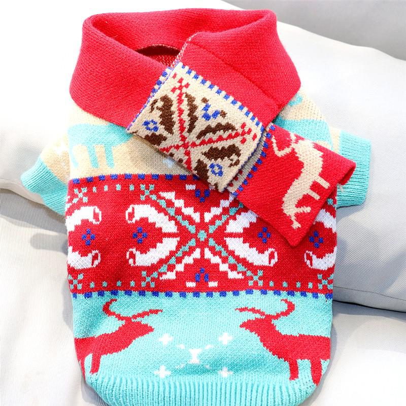Kerst Winter Hond Kleding Elanden Warme Trui Sturen Sjaal Cartoon Hond Kleding Voor Kleine En Middelgrote Huisdieren Shirt Yorkshire Chihuahua: Blue / XS