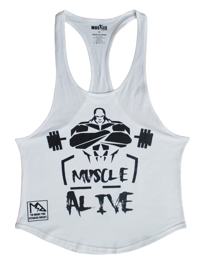 Muskel i live herre bodybuilding t-shirts fitness træning træning tøj fitness tshirt sport bomuld ærmeløse toppe mand mand: Xl / Hvid