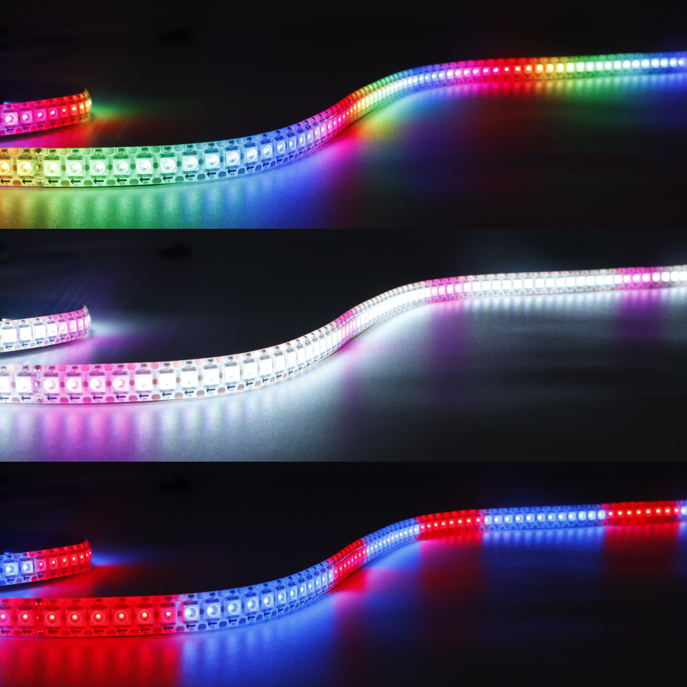 Tira de luces Led DC5V WS2812B 74/96/144leds/m direccionable individualmente inteligente 5050RGB WS2812 píxeles luz Led IP30/65/67 PCB negro/blanco