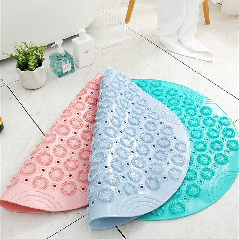 Alfombrilla redonda antideslizante para baño, accesorio de seguridad para ducha, almohadilla de masaje de goma de PVC, drenaje de suelo, ventosa