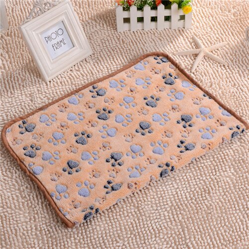 Bonita funda de cama para mascota cálida, pequeña, mediana y grande, pata de toalla, estampado artesanal, gato, vellón para perros, manta suave, suministros de invierno para animales: brown / 60 x 40 cm