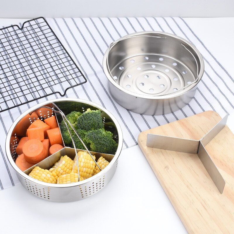 High Stainless Steel Pot Steamer Basket Egg Steamer Rack Divider for Pressure Cooker Pot LG66