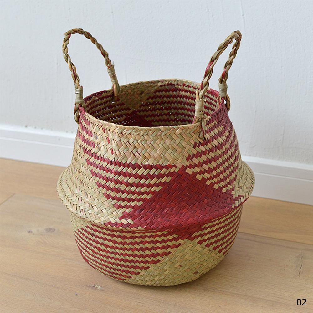 Multi-størrelse rattan kurv urtepotte naturlig plante strikket kurv potte vasketøjskurv diverse legetøj flettede hjemme opbevaringskurve: 02 / 22 x 20cm