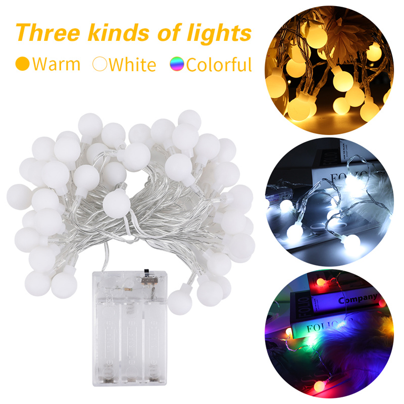5M 50LEDS Round Ball String Lights Garland Lighting Lamp Outdoor Garden Festival Wedding Party Home Decoration Battery Powered