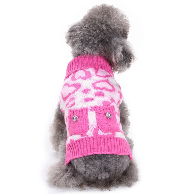 Suéteres de lana para perro, suéter tejido con imagen de amor navideño para perros medianos y grandes, ropa para mascotas (rosa), Otoño/Invierno, novedad