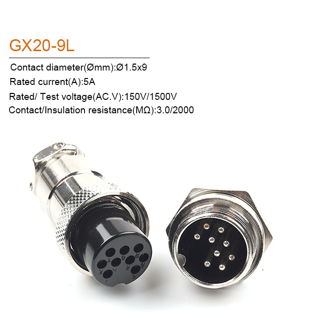 1Set GX20 2/3/4/5/6/7/8/9/10/12/14/15 Pin 20Mm Male + Vrouwelijke Circulaire Moer Type Draad Panel Aviation Connector Socket Plug: GX20-9 Nut type