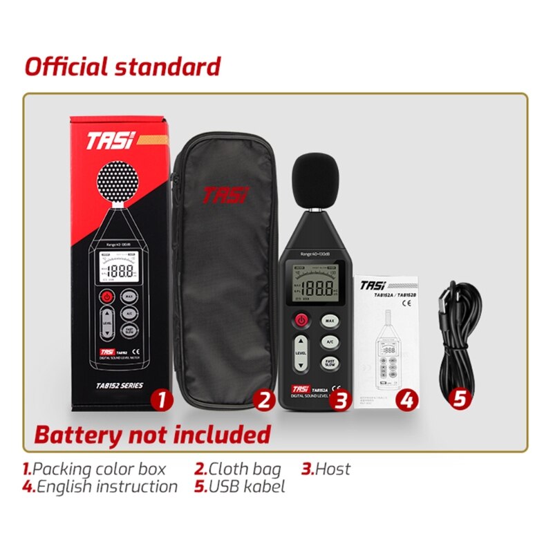 OOTDTY TA8152A Handheld Noise Measuring Instrument db Meter 40~130dB Mini Audio Sound Level Meter Decibel Monitor