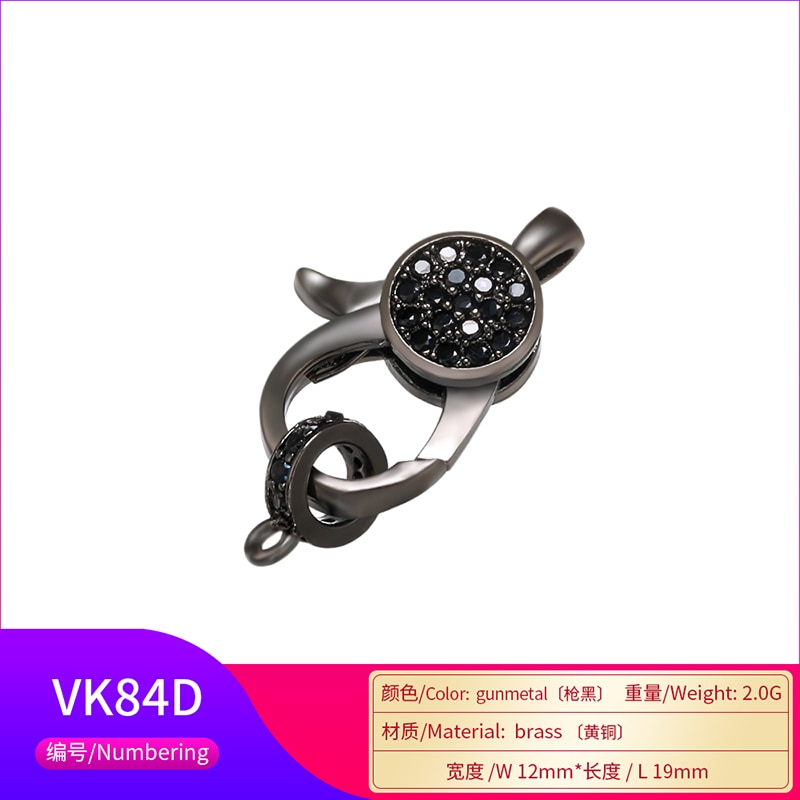 ZHUKOU 12x19mm Gold und schwarz kristall verschluss haken für frauen DIY handgemachte halskette Armbinde schmuck zubehör modell: VK84