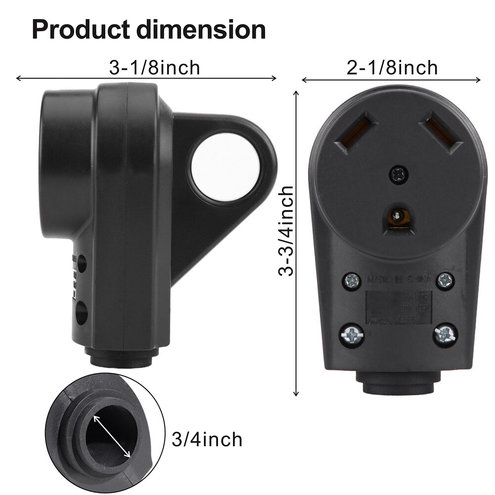 RV Replacement 30 AMP Receptacle Electrical Female Plug Adapter with Easy Grip Handle Led Interior Lights