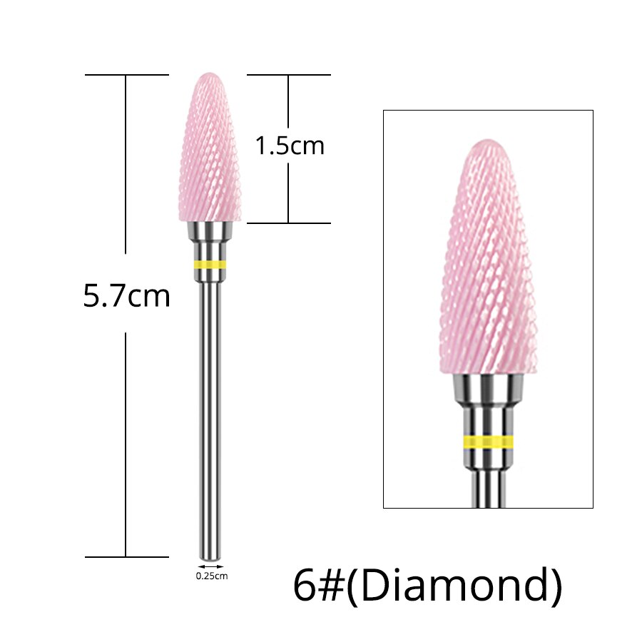 Alileader Ceramic Diamond Nail Drill Bits Set For Drill Machine Manicure Pedicure Acrylic Nail Polishing: 6