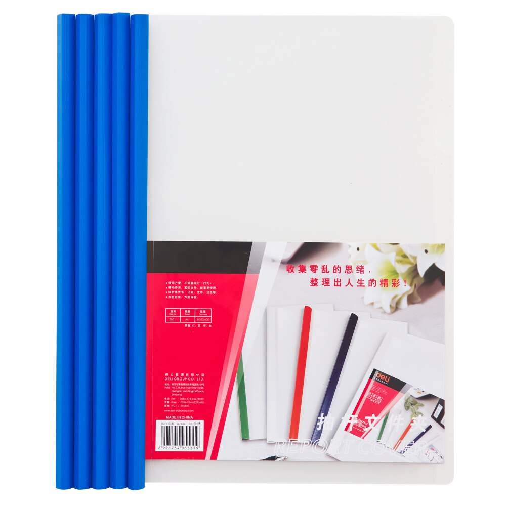 5 stk/parti plastik  a4 mappe til skolepapir & kontorartikler