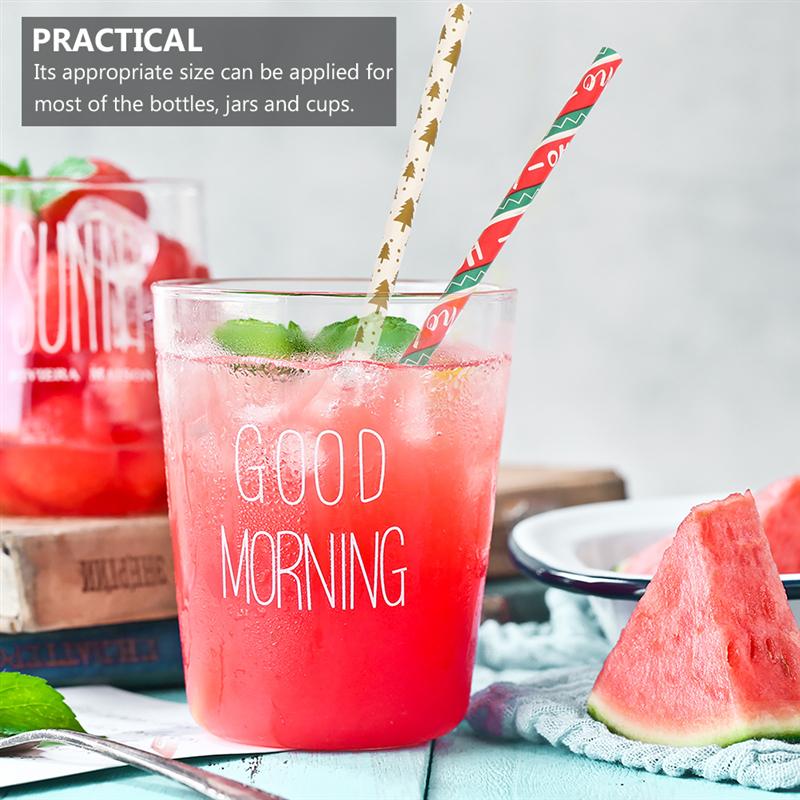 Kerst wegwerp papieren rietjes festival rietje kerst rietjes feestbenodigdheden festival papieren zuiger patroon willekeurig