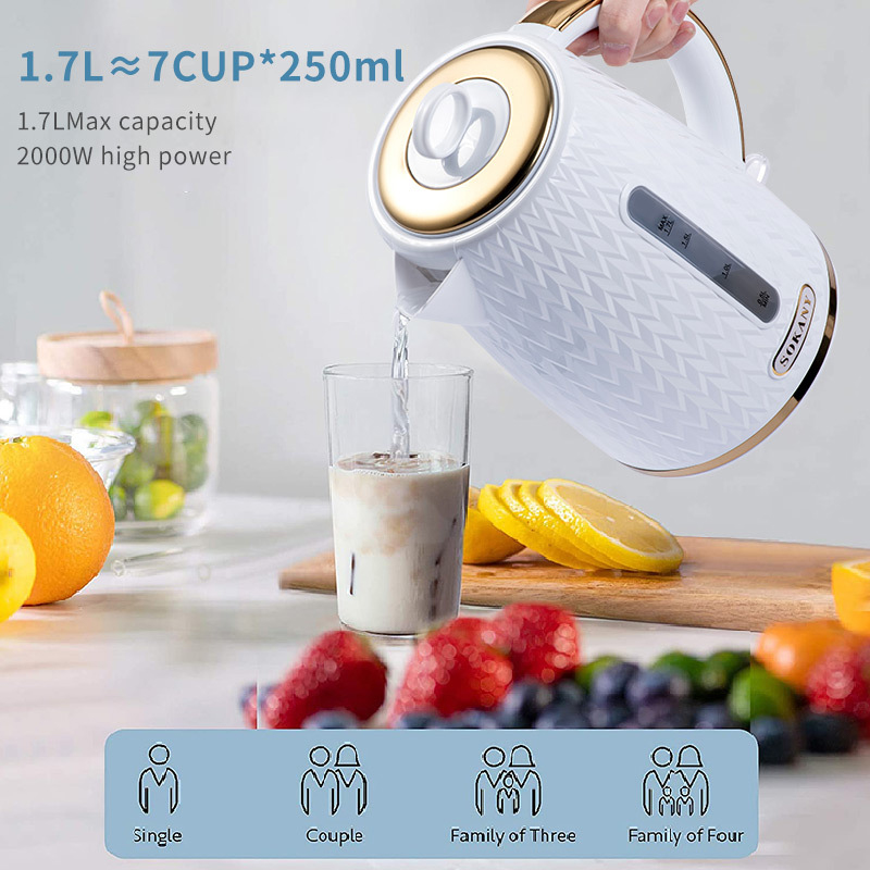 Witte Waterkoker 2000W Handheld Directe Verwarming, Snel Koken, Waterniveauvenster En Automatisch Sluiten