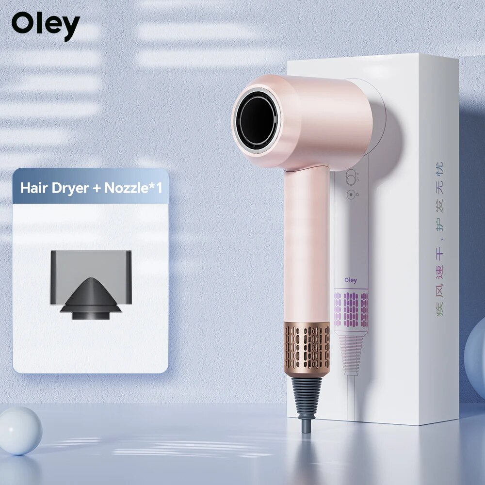 Oley-secador de pelo eléctrico, anión de secado rápido, cuidado del cabello, electrodomésticos de alta velocidad, herramientas de estilismo para el cuidado Personal, multifunción: Amarillo claro / Reino Unido