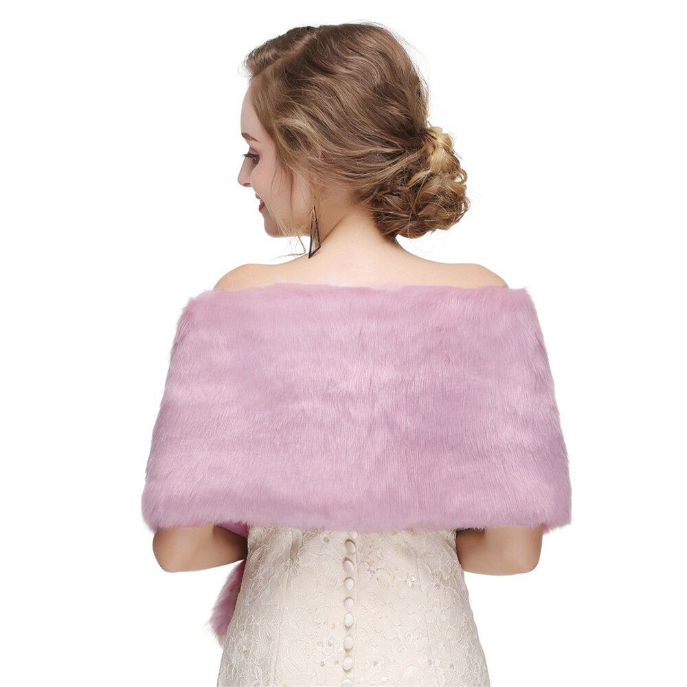 Thermische Thicken Wedding Bridal Wrap Faux Fur Winter Warm Vrouwen Sjaal Roze Elegante Outdoor Cape Dagelijks Lady Party Sjaal Gratis size