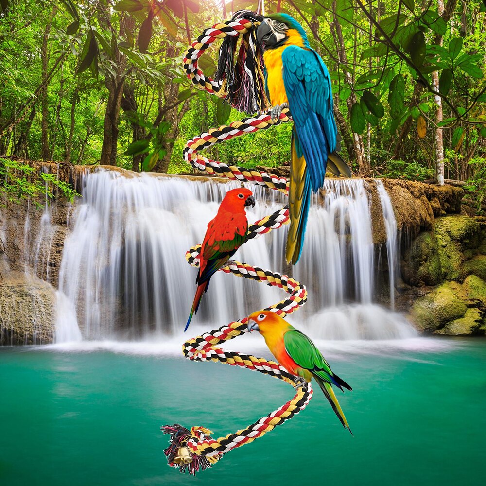 Juguetes de loro grande para Guacamayo, juguetes de loro grande gris africano, cuerda para aves, suministros para mascotas, pájaro, escalada en espiral, percha de pie