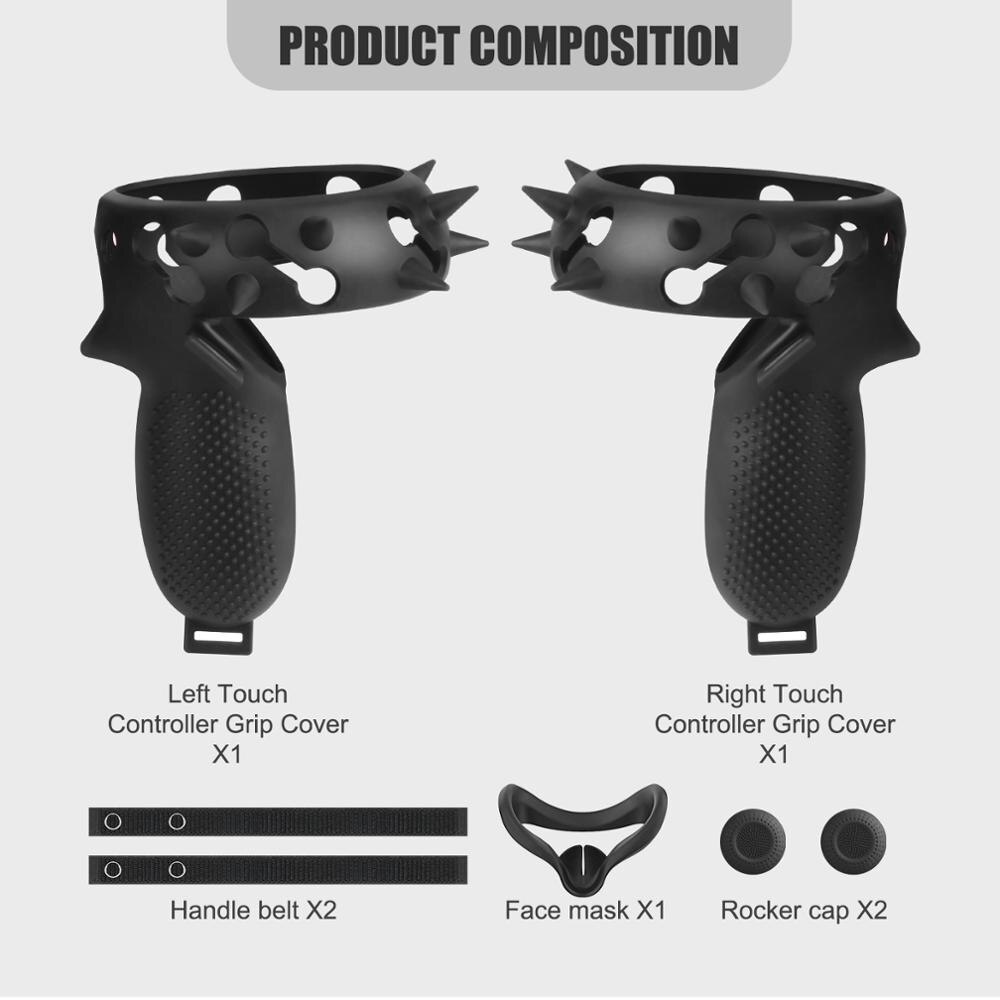 Neue berühren-Regler Griff Abdeckung VR Gesicht Silikon Abdeckung Maske für Oculus Suche Knöchel Gurt einstellen Zubehör Sweatproof Lichtdicht: Schwarz
